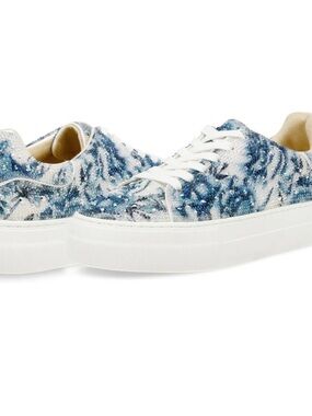 Betsey Johnson Sidny Blue Floral Sequin Sneakers - Sz 7.5